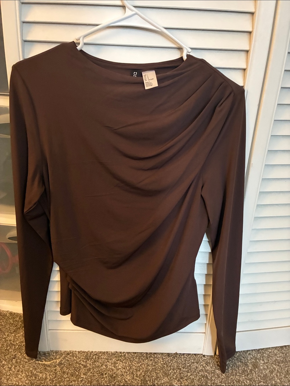 Divided Brown Draped Long-Sleeve Top